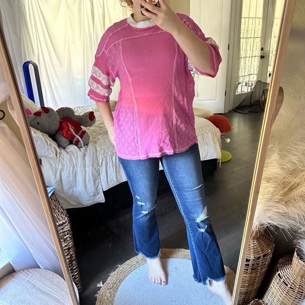 Delia’s Women’s Pink Extra Small Dollskill Sporty Mesh and Lace Oversized Jersey
